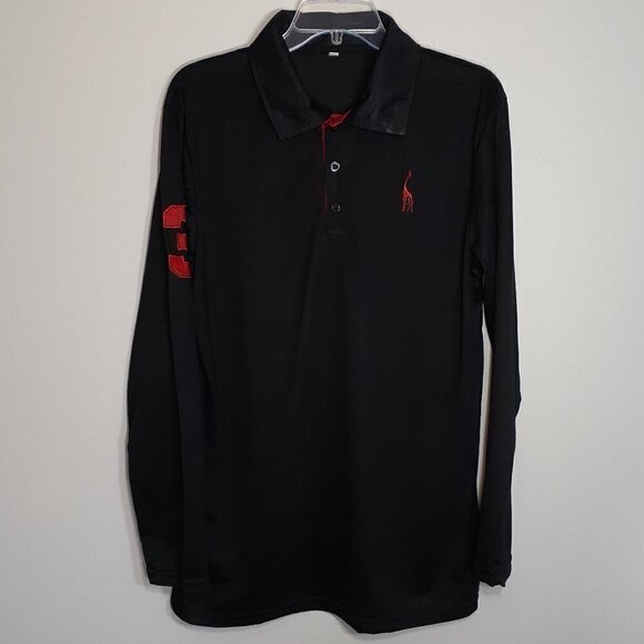 MEN'S Black Long Sleeve Polo XL - Picture 2 of 4